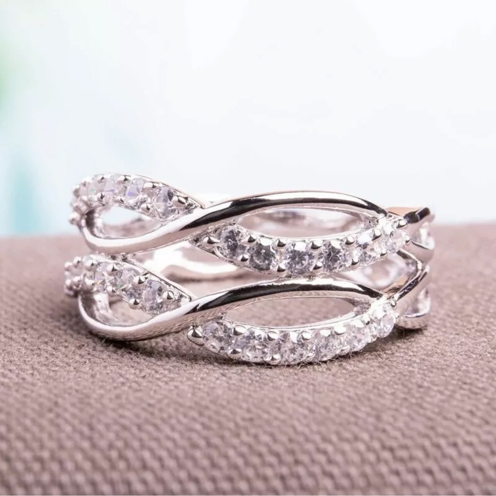 Pretty Cubic Zirconia Women 925 Silver Rings Engagement Jewelry Rings